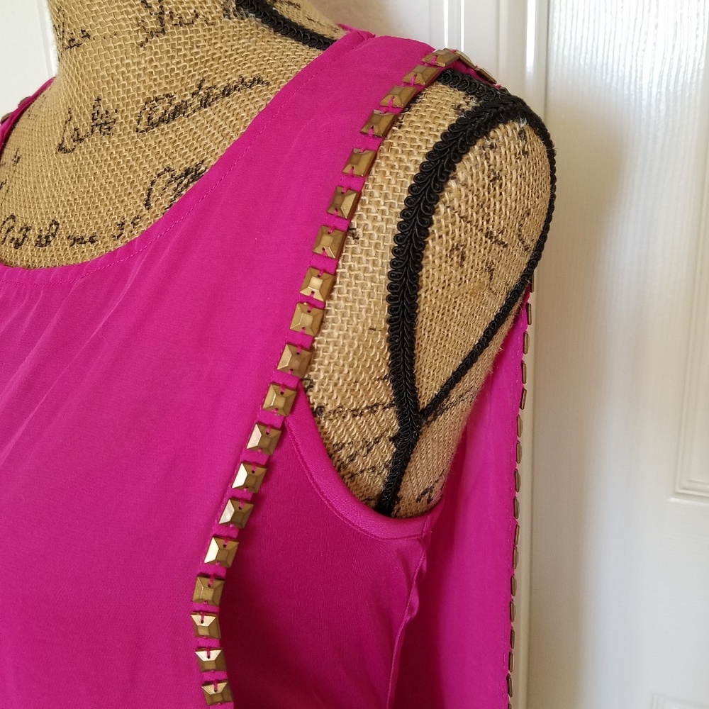 Rock & Republic studded cami/tankhot pink sz. small EUC - Picture 8 of 8